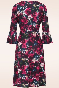 Vintage Chic for Topvintage - Topvintage exclusive ~ Ariana Floral jurk in marineblauw en rood 2