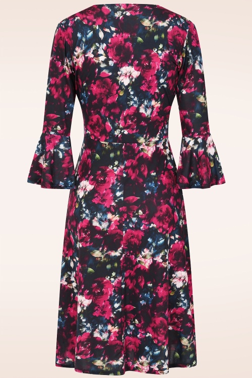 Vintage Chic for Topvintage - Topvintage exclusive ~ Ariana Floral jurk in marineblauw en rood 2