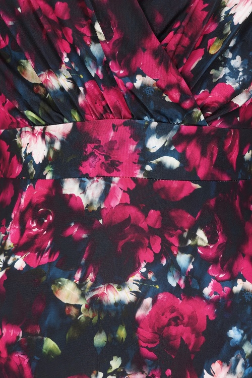 Vintage Chic for Topvintage - Topvintage exclusive ~ Ariana Floral jurk in marineblauw en rood 3