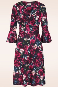 Vintage Chic for Topvintage - Topvintage exclusive ~ Ariana Floral jurk in marineblauw en rood