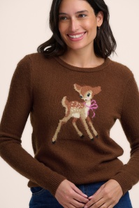 Sugarhill Brighton - Kia Vintage Baby Deer trui in bruin