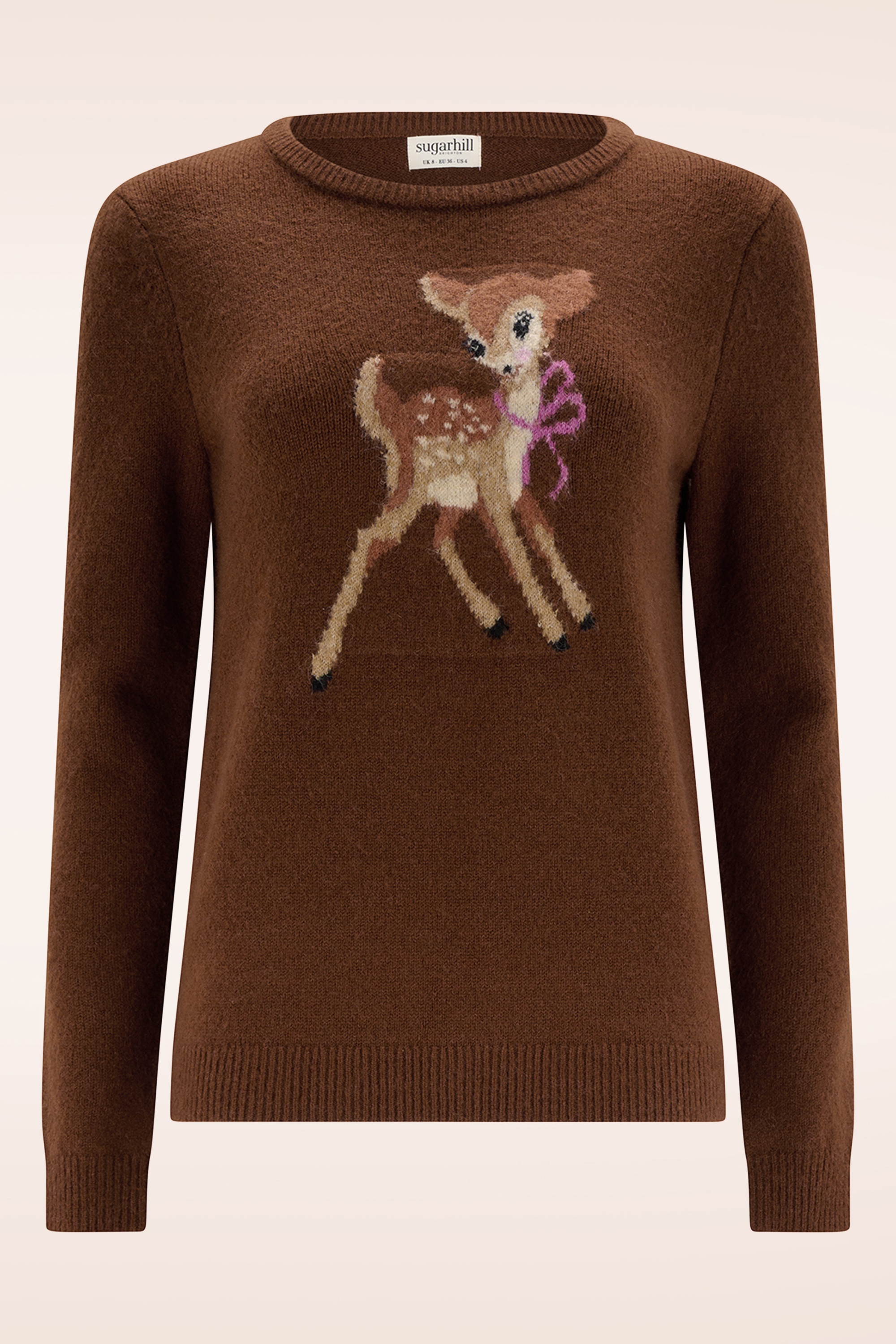 Sugarhill Brighton - Kia Vintage Baby Deer trui in bruin 2
