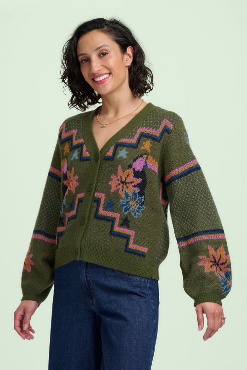Sugarhill Brighton - Ryanne Toucan cardigan in kakigroen