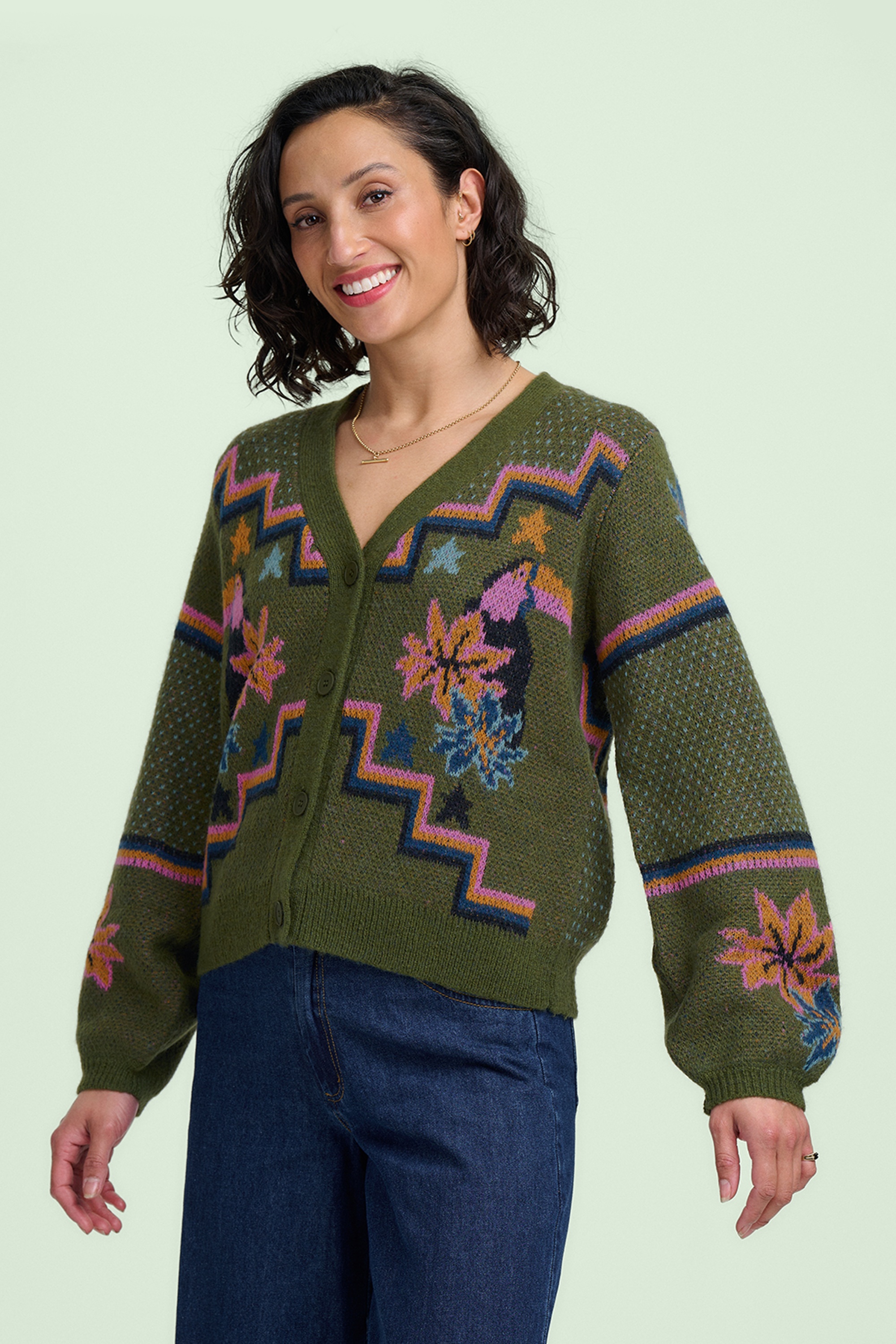 Sugarhill Brighton - Ryanne Toucan cardigan in kakigroen