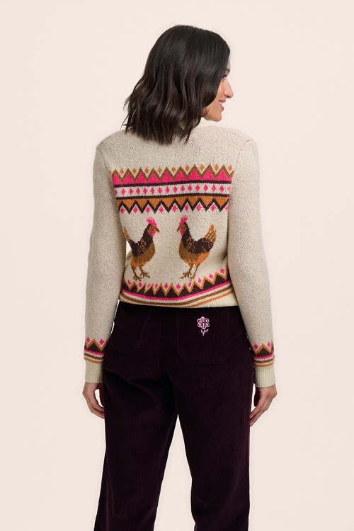 Sugarhill Brighton - Larisa Country Chickens cardigan in crème 3