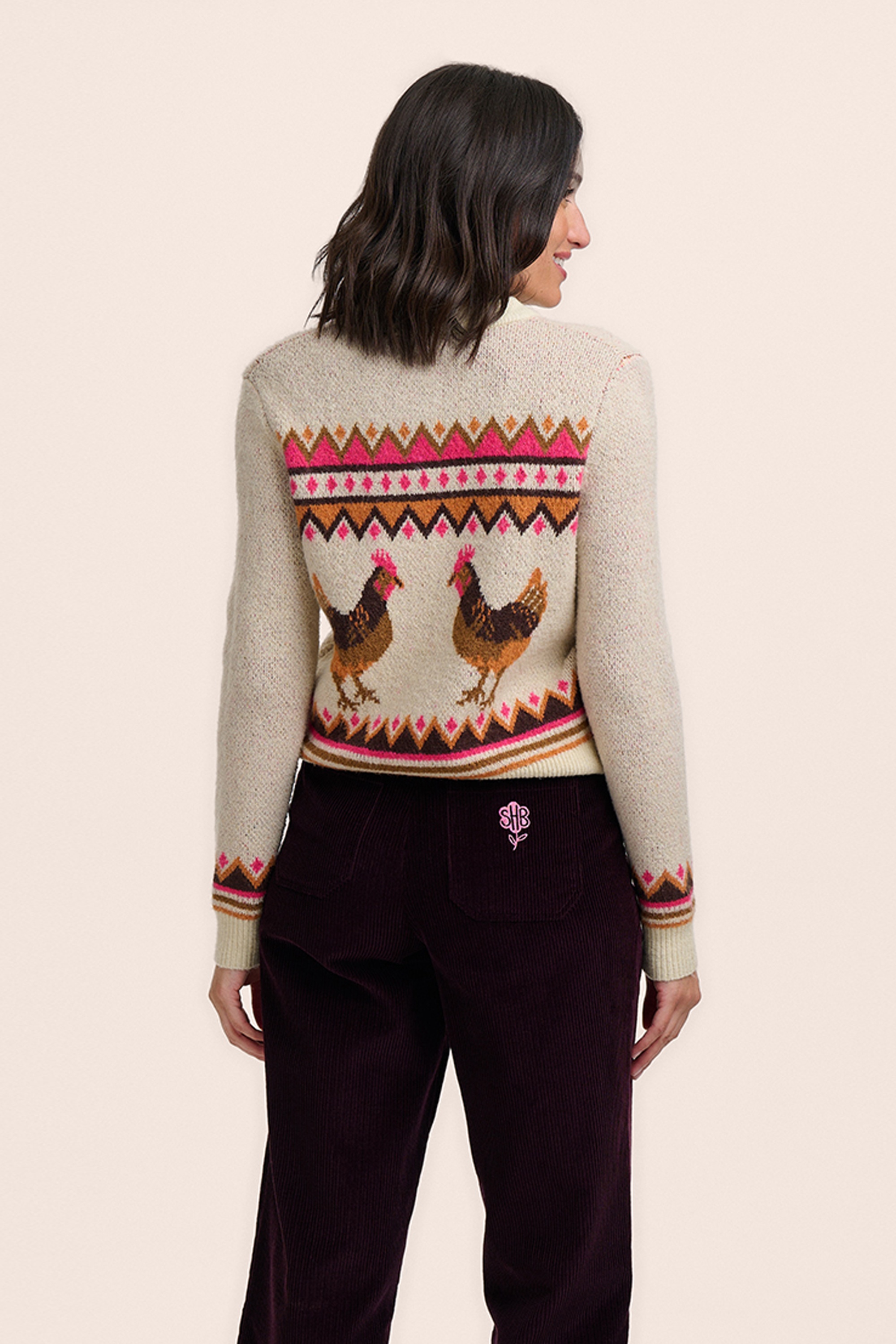Sugarhill Brighton - Larisa Country Chickens cardigan in crème 3