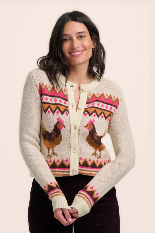 Sugarhill Brighton - Larisa Country Chickens cardigan in crème