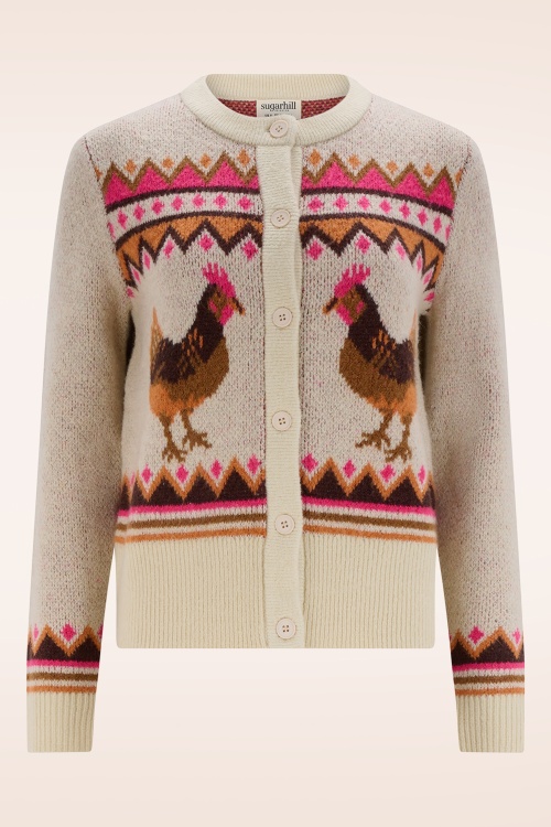 Sugarhill Brighton - Larisa Country Chickens cardigan in crème 2