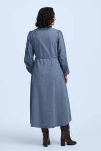 Sugarhill Brighton - Ivana Autumn Floral midi shirtjurk in blauw 4
