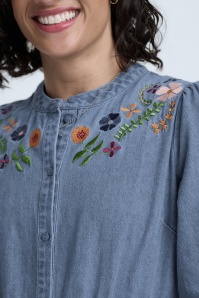 Sugarhill Brighton - Ivana Autumn Floral midi shirtjurk in blauw 3