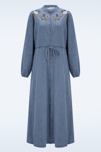 Sugarhill Brighton - Ivana Autumn Floral midi shirtjurk in blauw 2