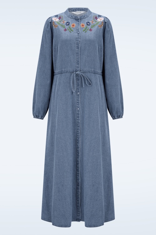 Sugarhill Brighton - Ivana Autumn Floral midi shirtjurk in blauw 2