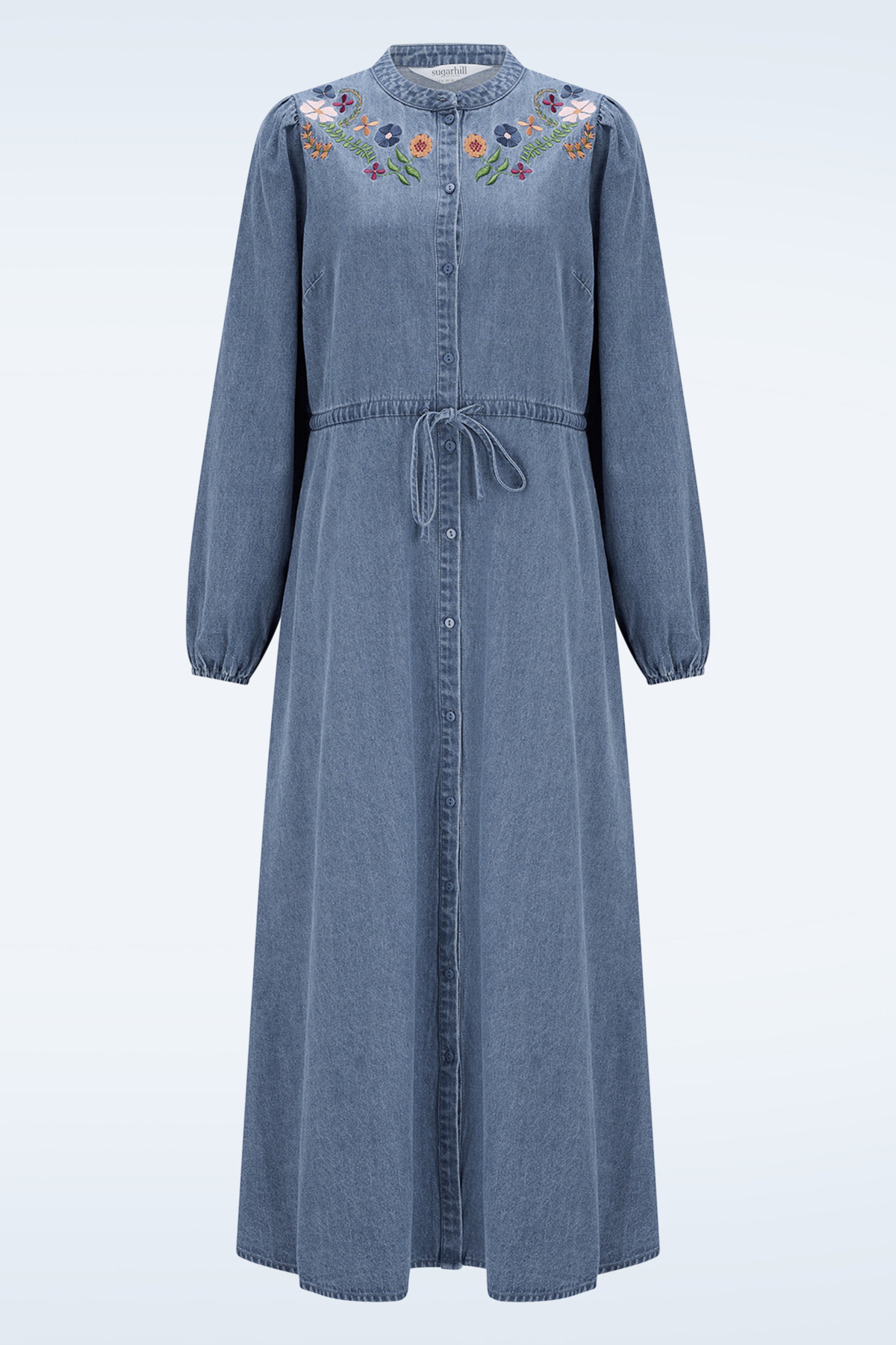 Sugarhill Brighton - Ivana Autumn Floral midi shirtjurk in blauw 2