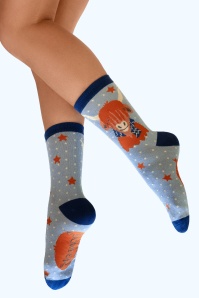 Powder - Cosy Highland Cow Socken in Blau