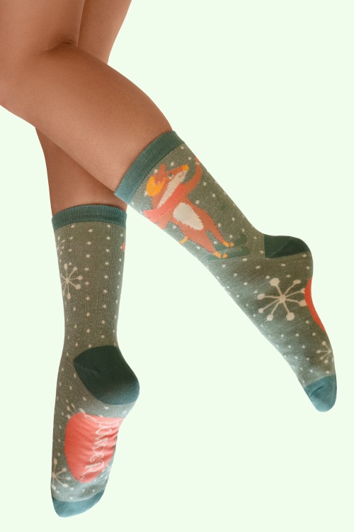 Powder - Skiing Mouse Socken in Grün