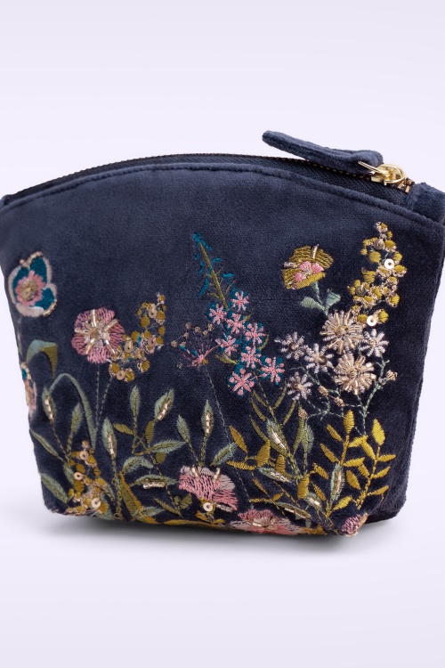 Powder - Floral Hedgerow Mini-Etui in Dunkelblau