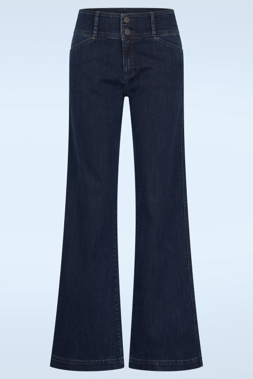Zilch - Jean à jambes larges Lotus en bleu moyen