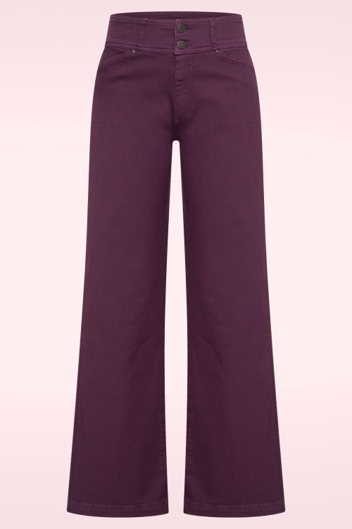 Zilch - Jean à jambes larges Lotus en prune 