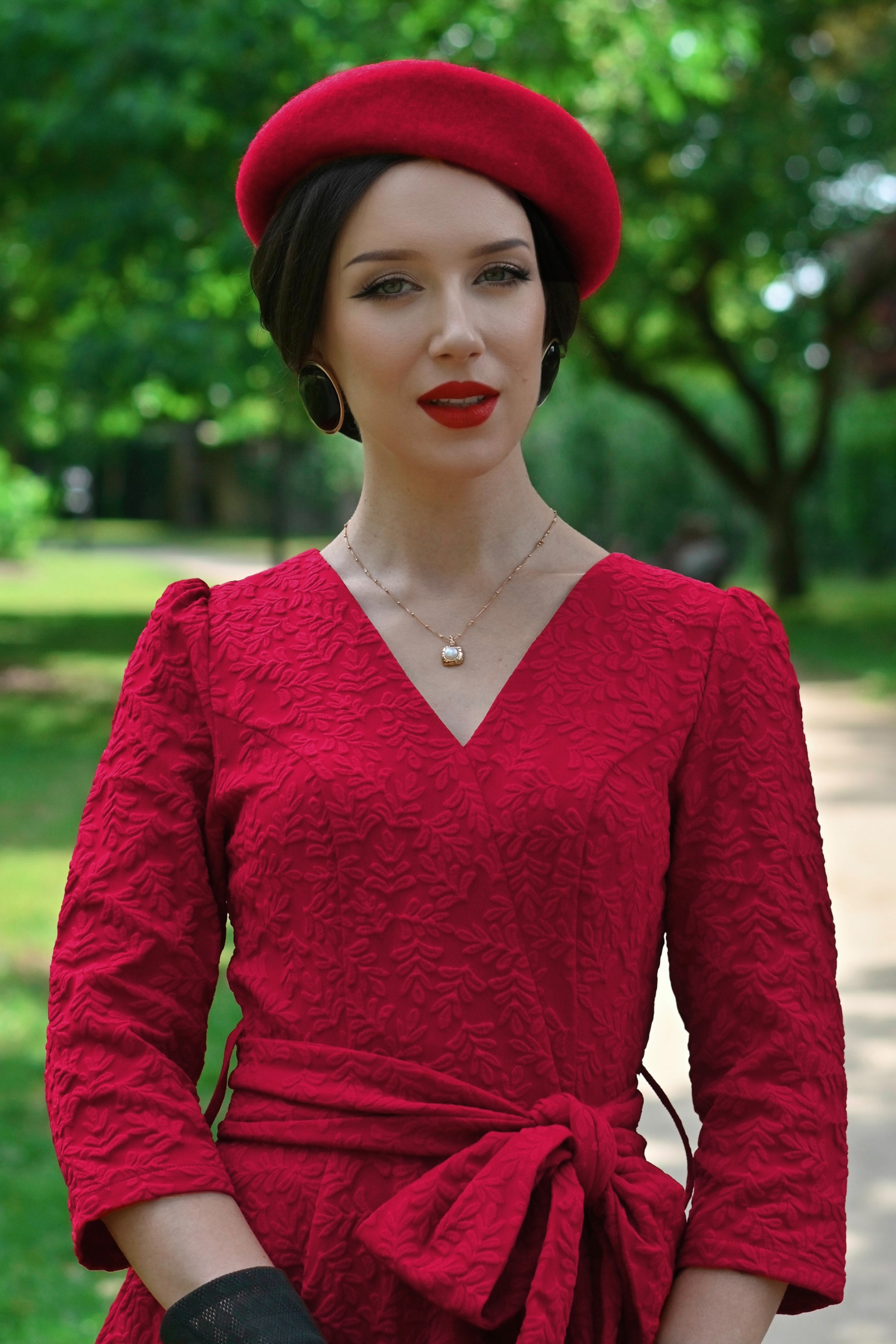 Hearts & Roses - Yara Leaves swing jurk in rood 4
