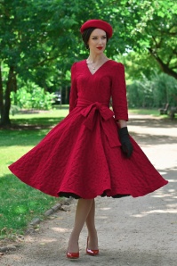 Hearts & Roses - Yara Leaves swing jurk in rood
