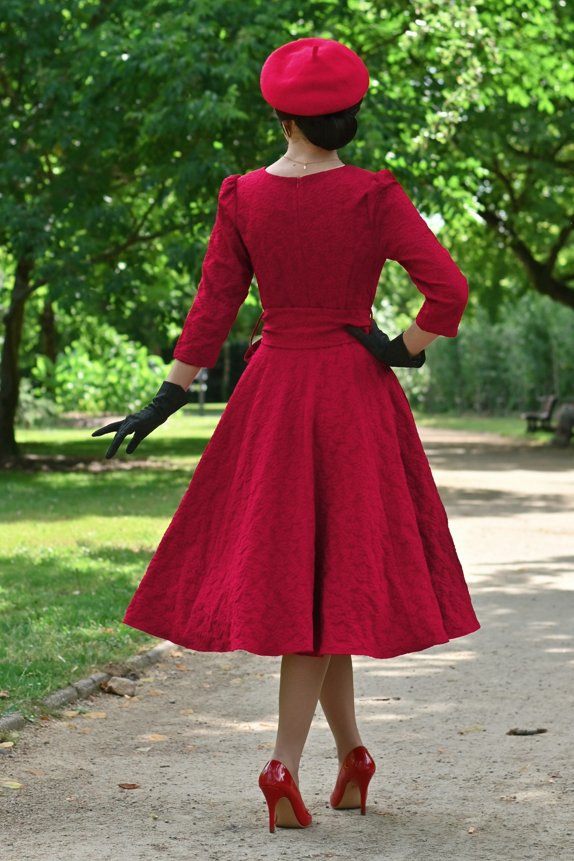 Hearts & Roses - Yara Leaves swing jurk in rood 6