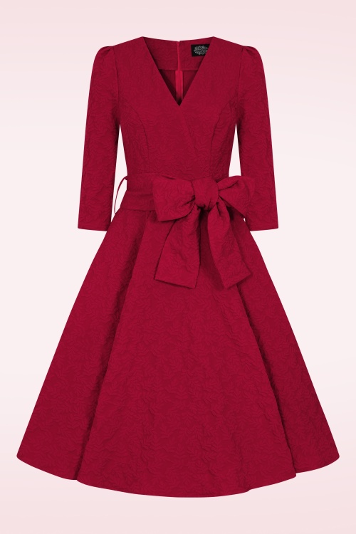 Hearts & Roses - Yara Leaves swing jurk in rood 3