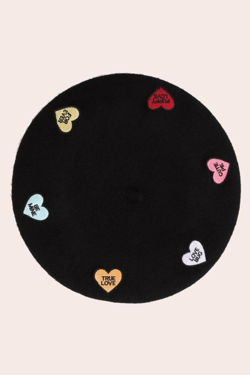 Banned Retro - Pull en maille à motif coeurs Ruby Love en noir