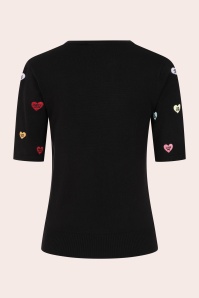 Banned Retro - Pull en maille à motif coeurs Ruby Love en noir 3