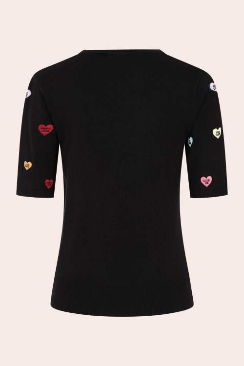 Banned Retro - Pull en maille à motif coeurs Ruby Love en noir 3