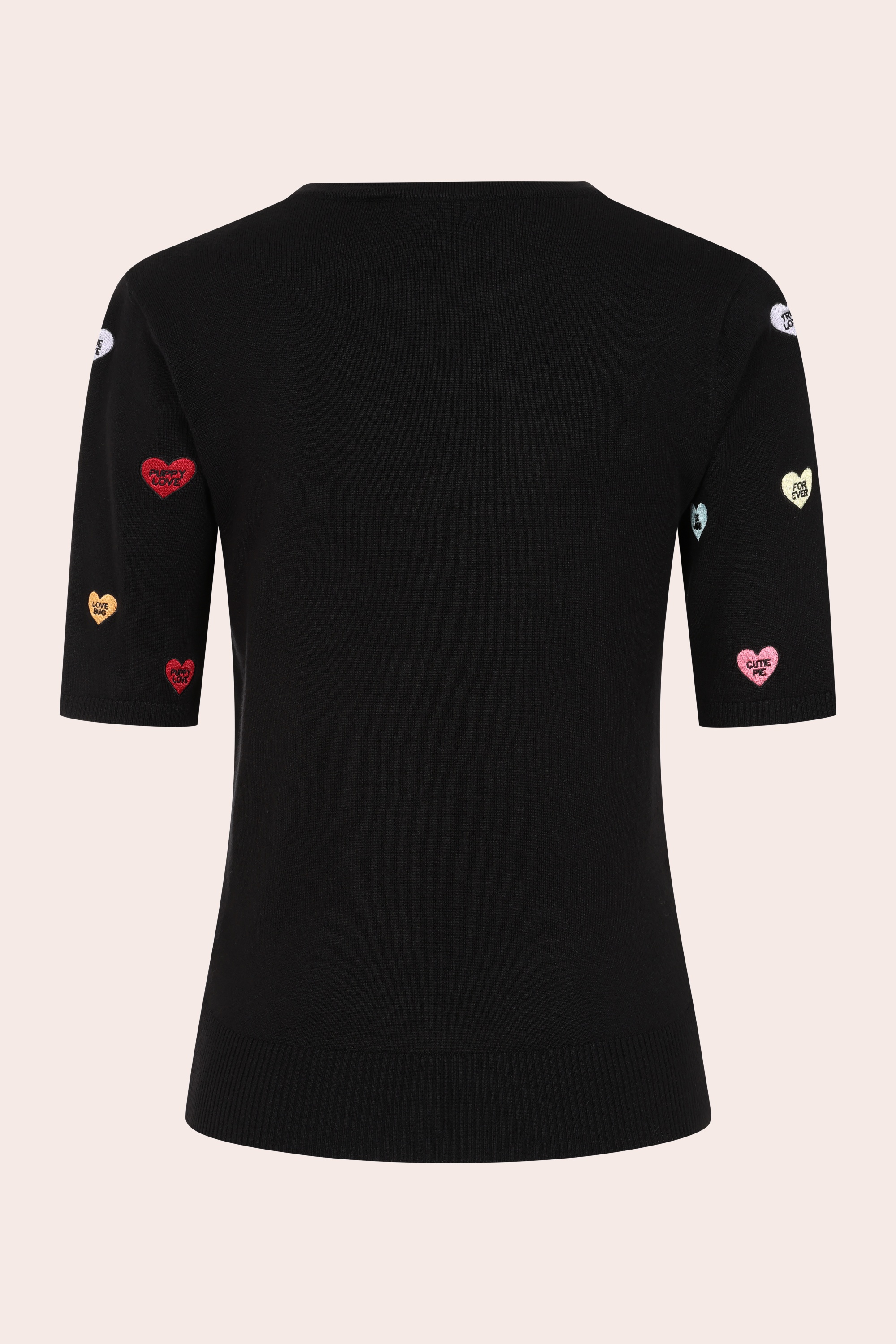 Banned Retro - Pull en maille à motif coeurs Ruby Love en noir 3