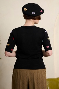 Banned Retro - Pull en maille à motif coeurs Ruby Love en noir 2