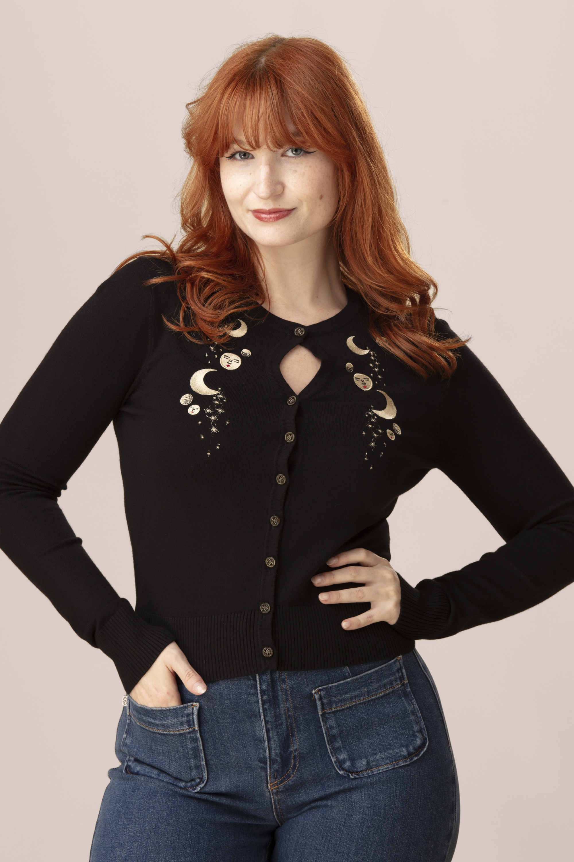 Banned Retro - Heritage Moon Cardigan in Black