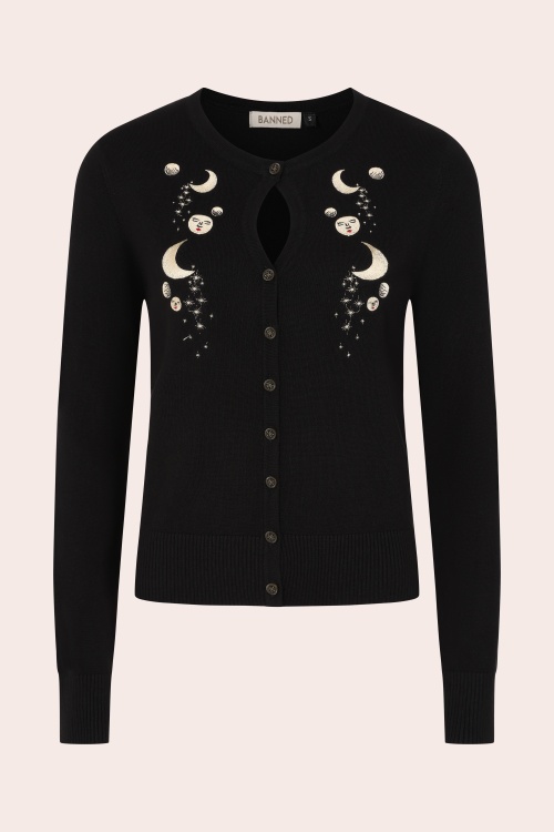 Banned Retro - Heritage Moon Cardigan in Black 2