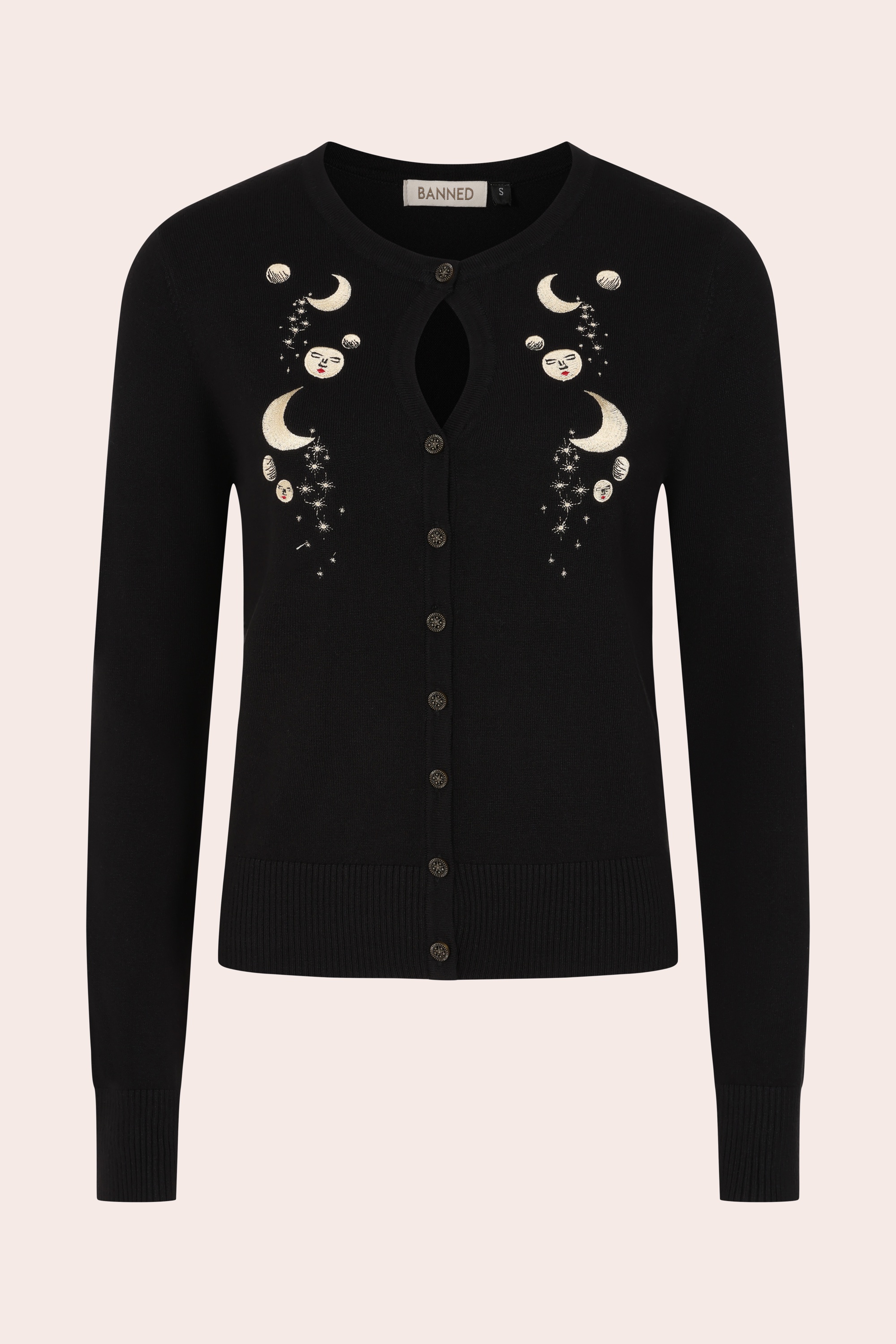 Banned Retro - Heritage Moon Cardigan in Black 2