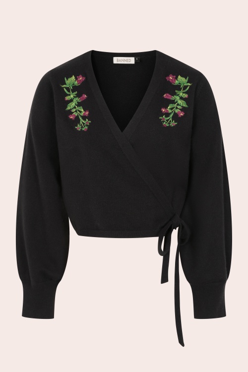 Banned Retro - Fatima Wrap Cardigan in Black 2