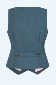 Banned Retro - Gilet de tailleur Selma en bleu sarcelle 2