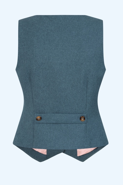 Banned Retro - Gilet de tailleur Selma en bleu sarcelle 2