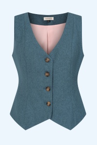 Banned Retro - Gilet de tailleur Selma en bleu sarcelle