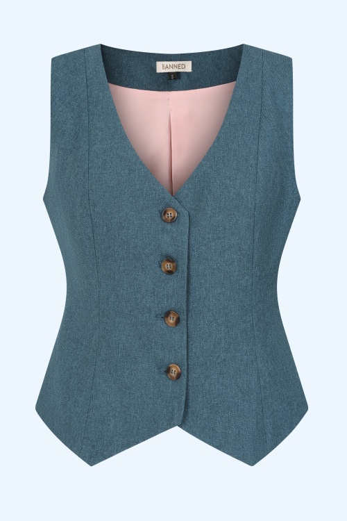 Banned Retro - Gilet de tailleur Selma en bleu sarcelle