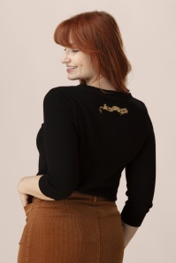 Banned Retro - Mia True Love Baumwoll-Cardigan in Schwarz 2