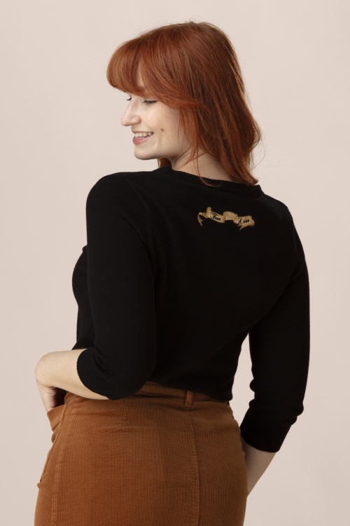 Banned Retro - Mia True Love Baumwoll-Cardigan in Schwarz 2