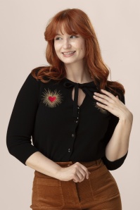 Banned Retro - Mia True Love Baumwoll-Cardigan in Schwarz