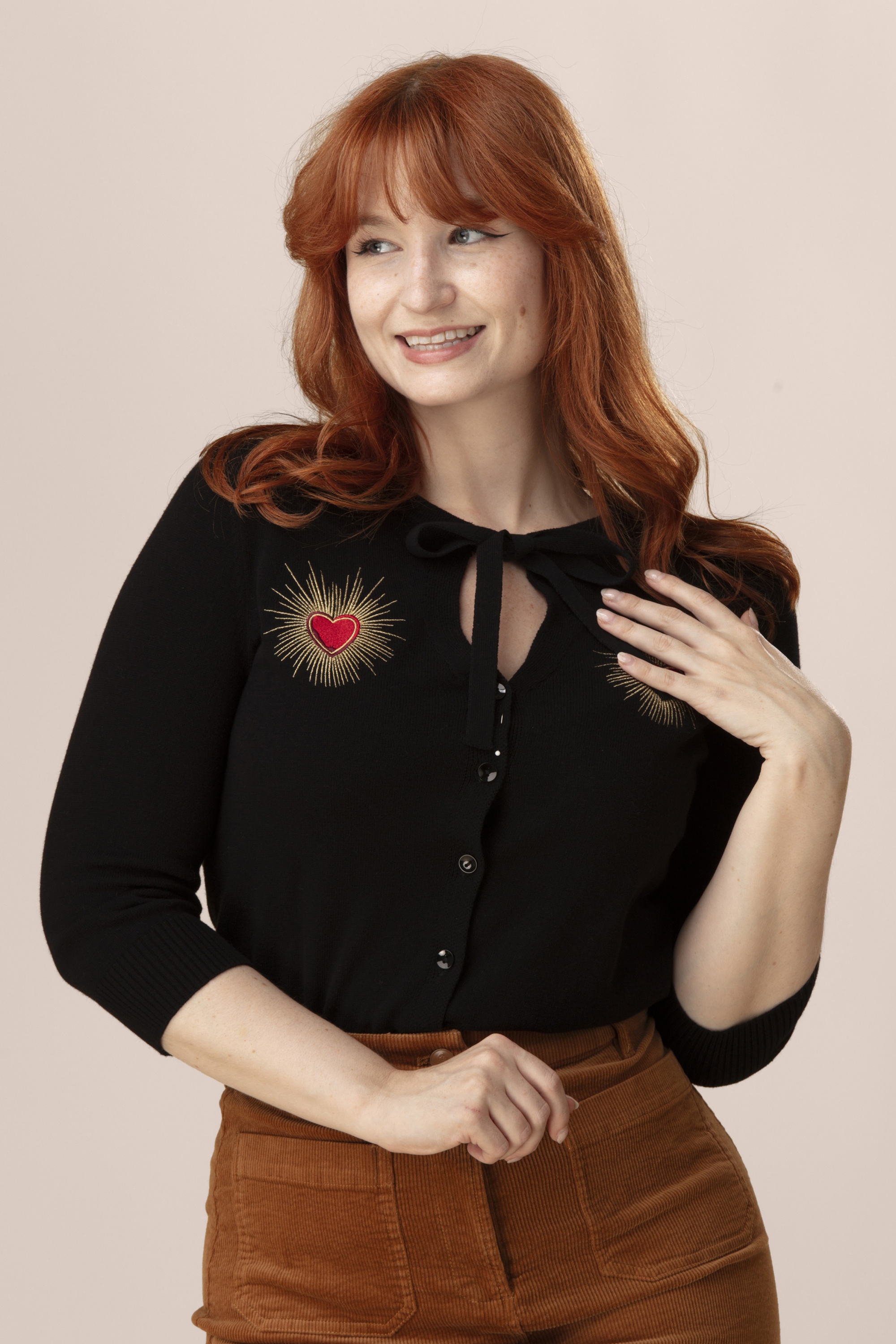 Banned Retro - Mia True Love Baumwoll-Cardigan in Schwarz