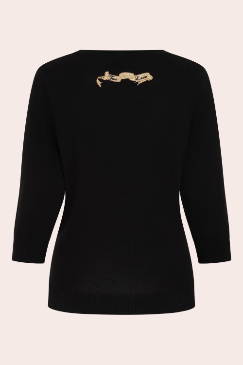 Banned Retro - Mia True Love Baumwoll-Cardigan in Schwarz 4