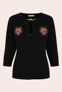 Banned Retro - Mia True Love Baumwoll-Cardigan in Schwarz 3