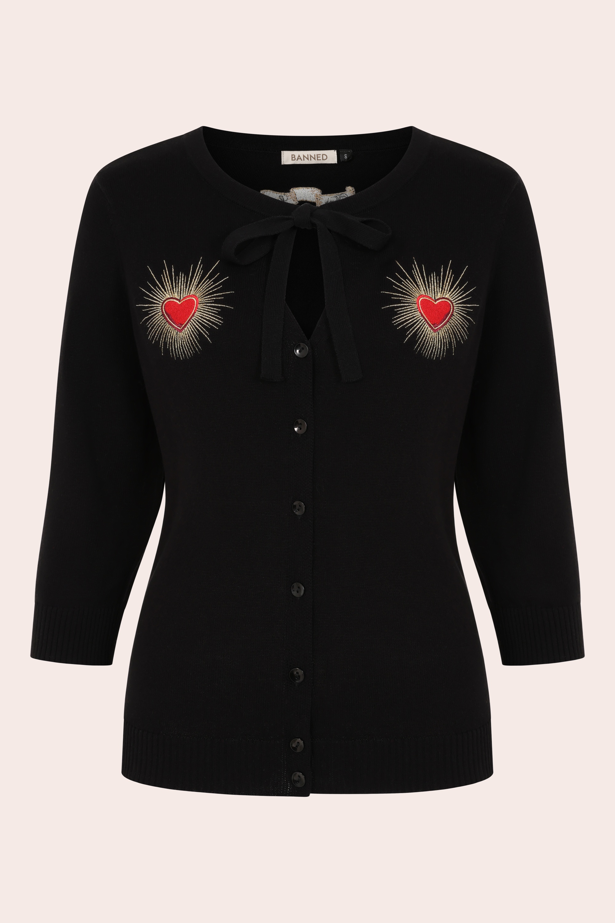 Banned Retro - Mia True Love Baumwoll-Cardigan in Schwarz 3