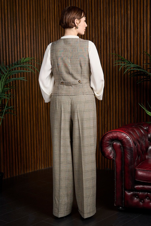Banned Retro - Ottavia Prince Of Wales pantalon in bruin 3