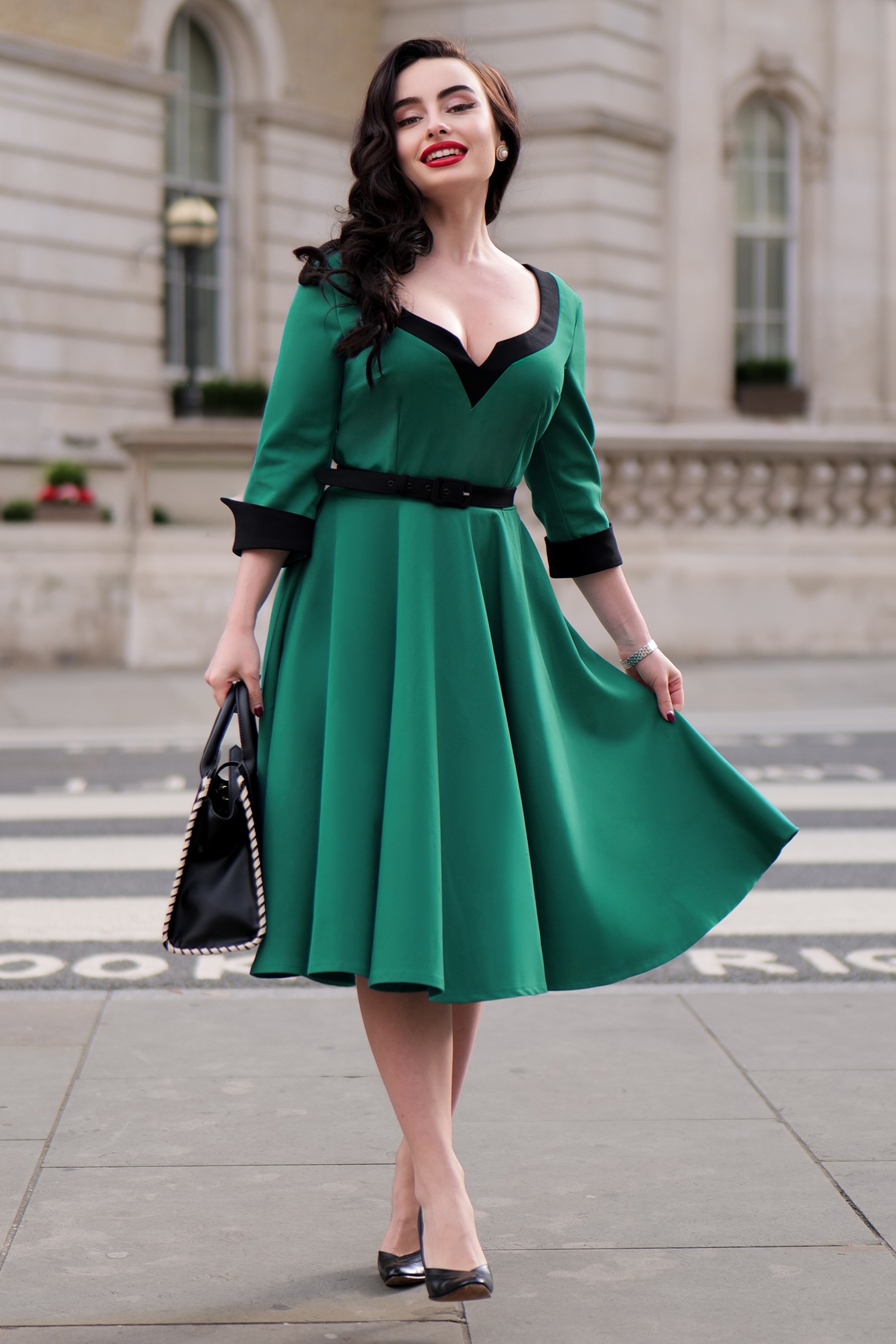 Glamour Bunny - Exklusiv bei Topvintage ~ The Vivienne Swingkleid in Petrol 2