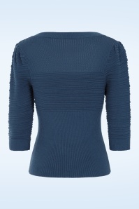 Topvintage Boutique Collection - Exclusivité Topvintage  ~ Haut en maille Jannett en bleu sarcelle 4
