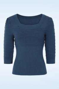 Topvintage Boutique Collection - Exclusivité Topvintage  ~ Haut en maille Jannett en bleu sarcelle 2